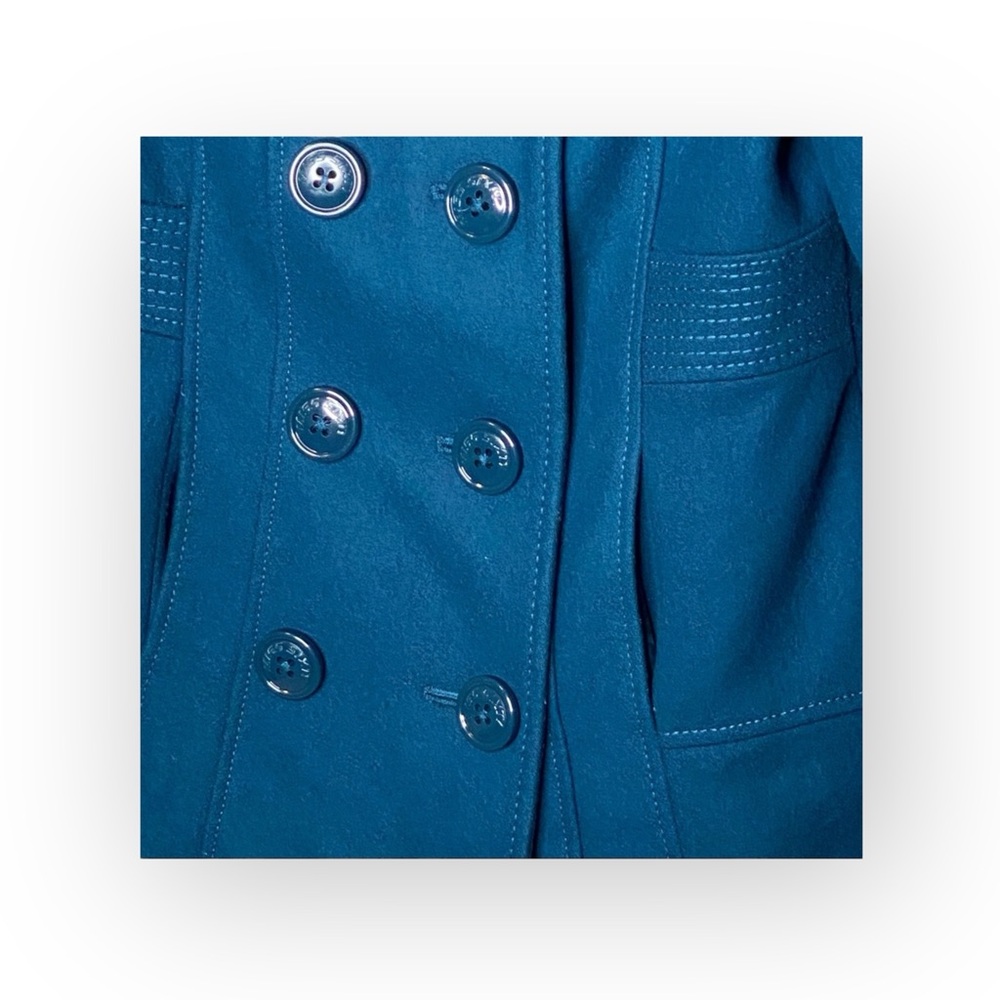 Miss Sixty ☻︎ Wool Double Breasted Pea Coat w/ Stitch Detail ☻︎ Aegean Blue ☻︎ S - Picture 14 of 16